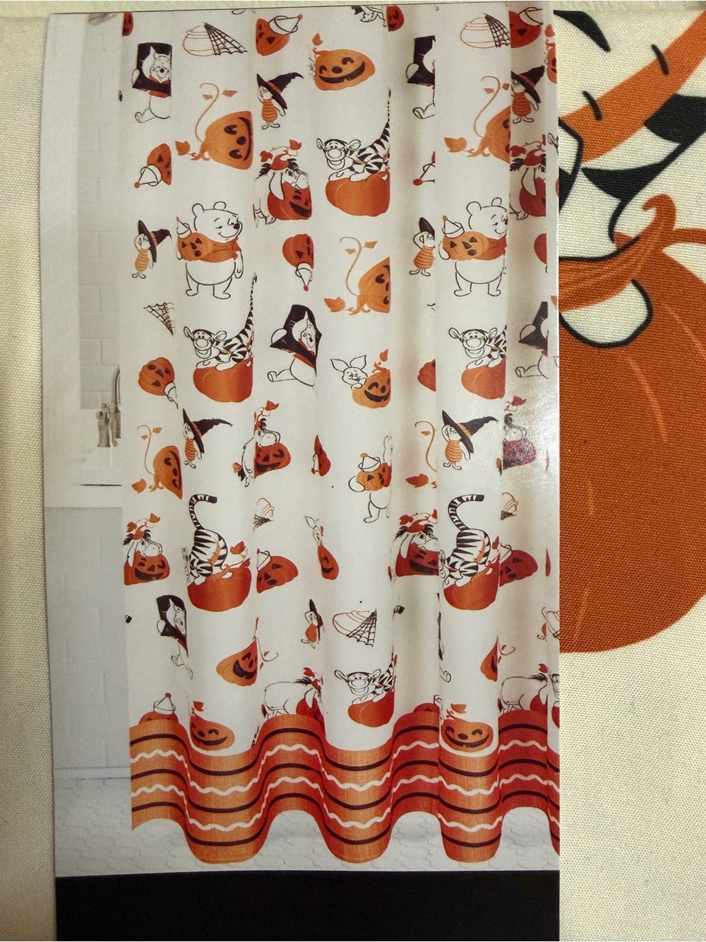 NEW Disney Halloween Winnie the Pooh Theme Shower Curtain - Picture 3 of 7